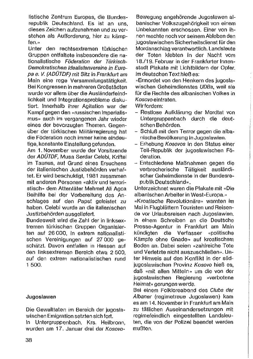 Seite 39 des Verfassungsschutzbericht 1982 Hessen
