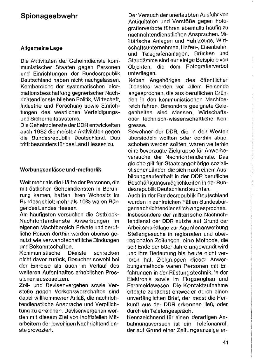 Seite 43 des Verfassungsschutzbericht 1982 Hessen