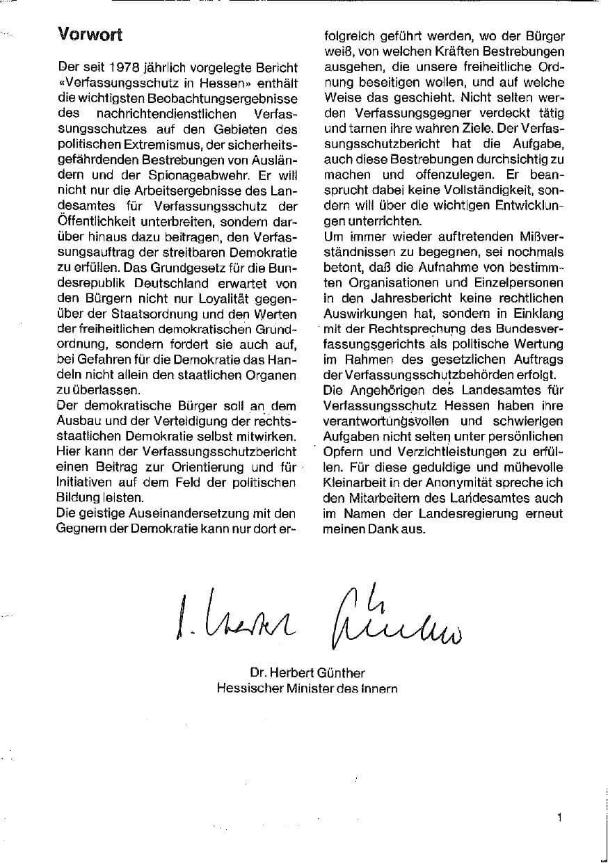 Seite 2 des Verfassungsschutzbericht 1983 Hessen