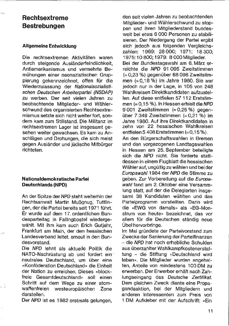 Seite 11 des Verfassungsschutzbericht 1983 Hessen