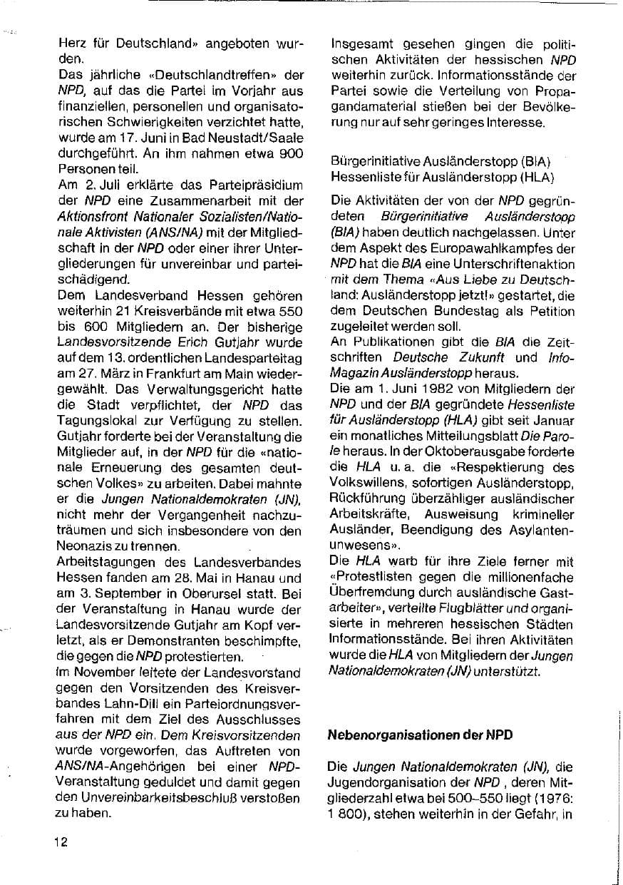 Seite 12 des Verfassungsschutzbericht 1983 Hessen