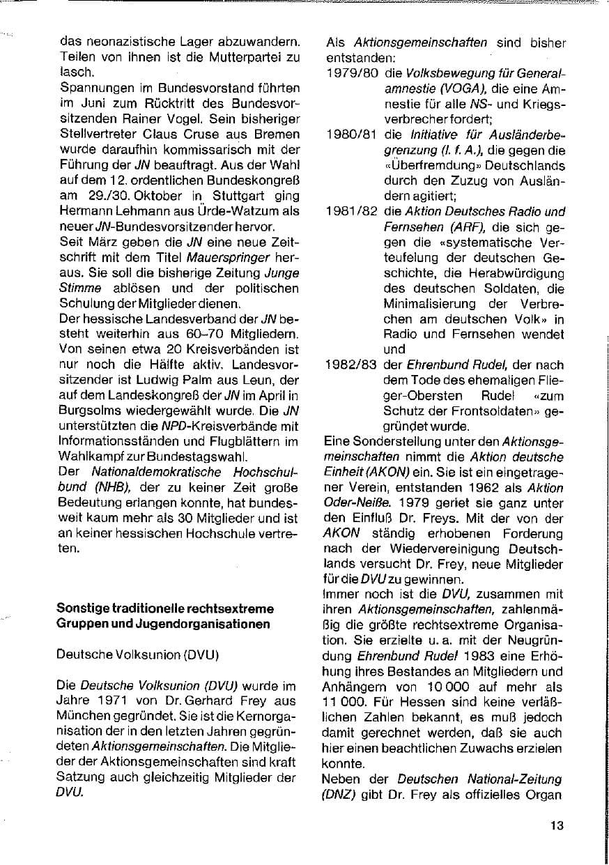 Seite 13 des Verfassungsschutzbericht 1983 Hessen