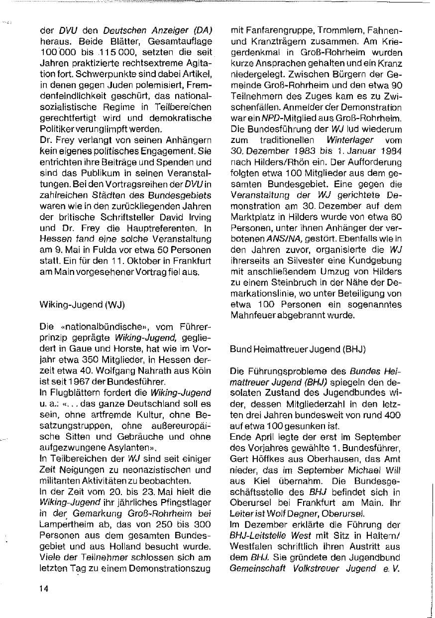 Seite 14 des Verfassungsschutzbericht 1983 Hessen