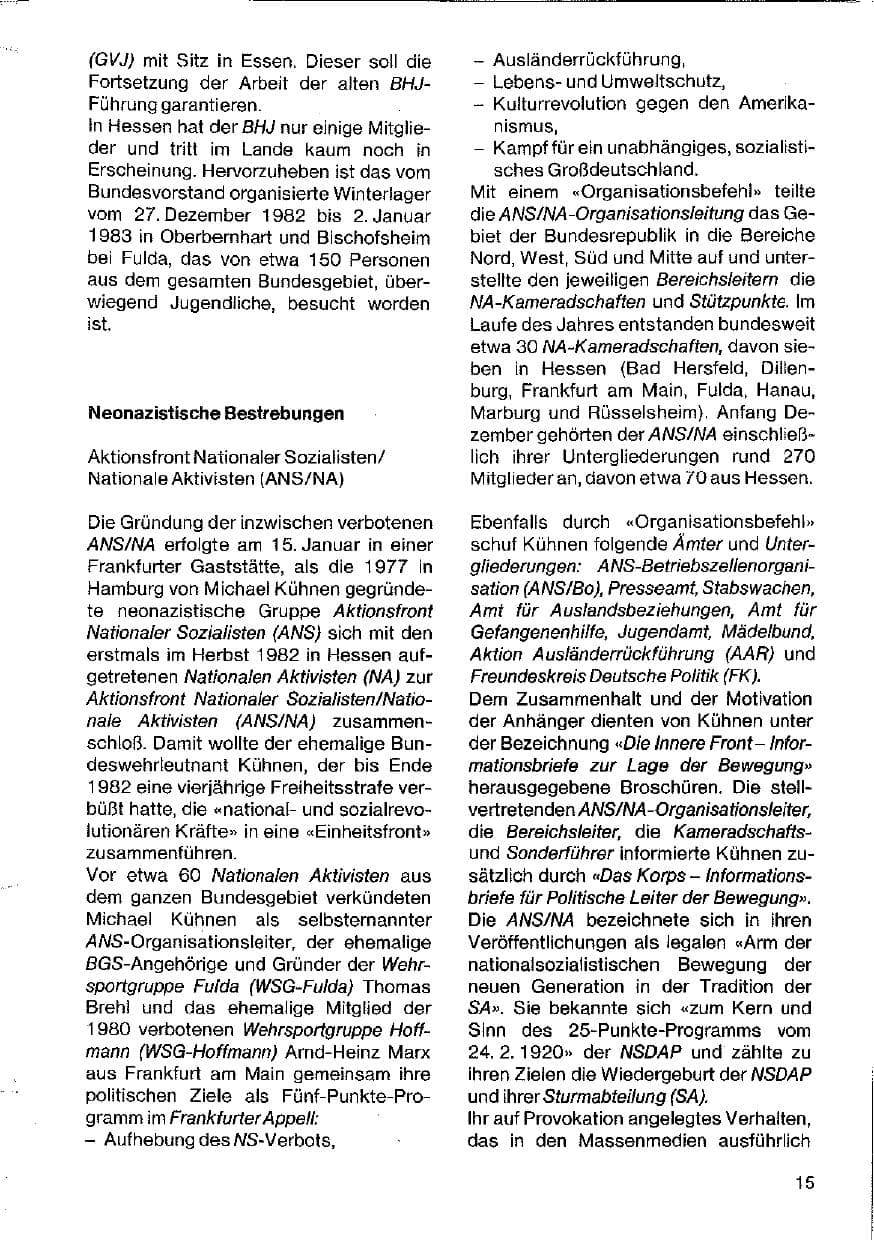 Seite 15 des Verfassungsschutzbericht 1983 Hessen