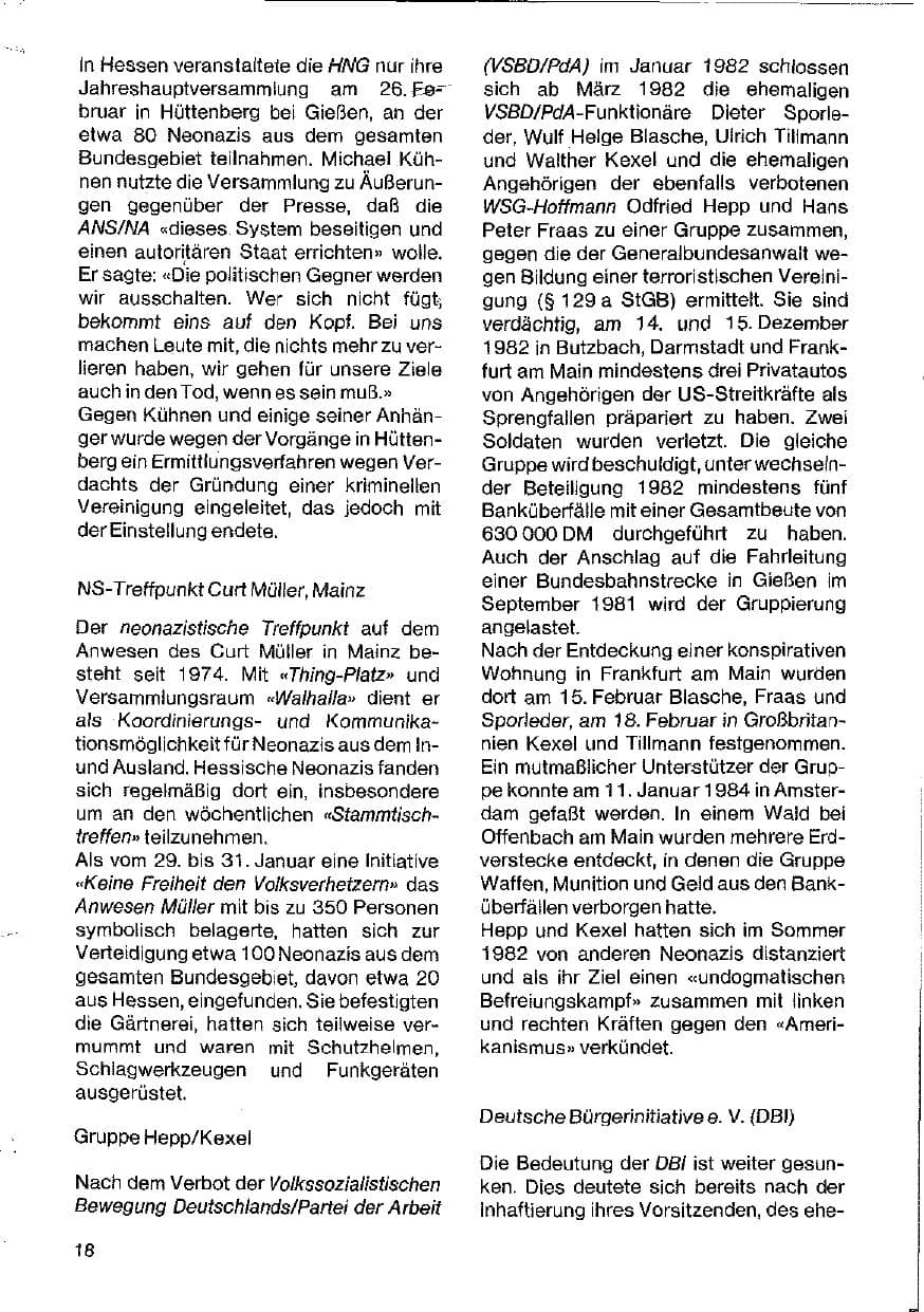 Seite 18 des Verfassungsschutzbericht 1983 Hessen