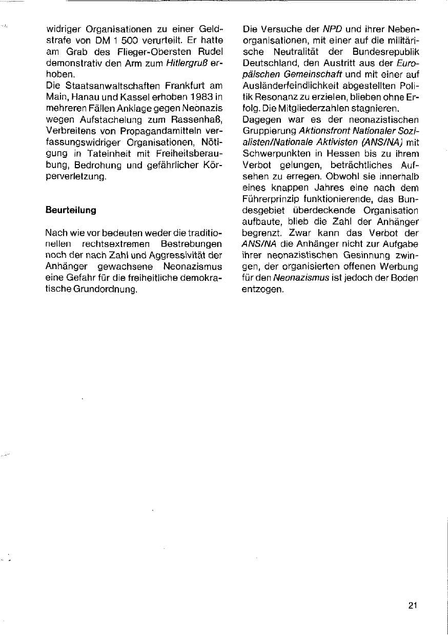 Seite 21 des Verfassungsschutzbericht 1983 Hessen