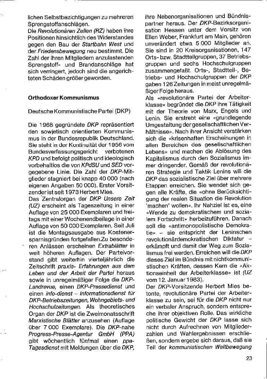 Seite 23 des Verfassungsschutzbericht 1983 Hessen