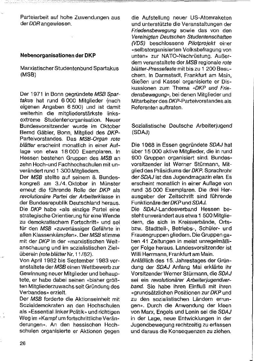 Seite 26 des Verfassungsschutzbericht 1983 Hessen