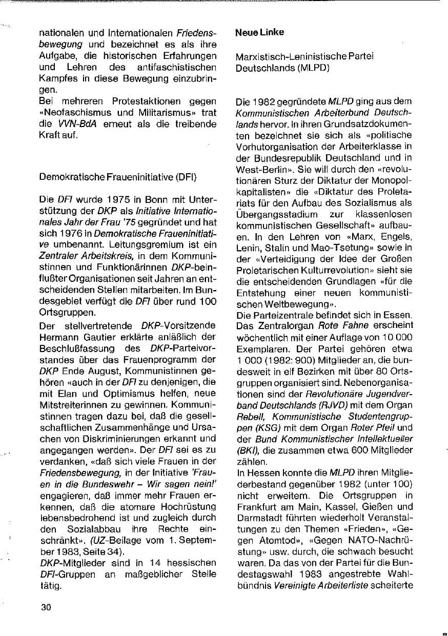 Seite 30 des Verfassungsschutzbericht 1983 Hessen