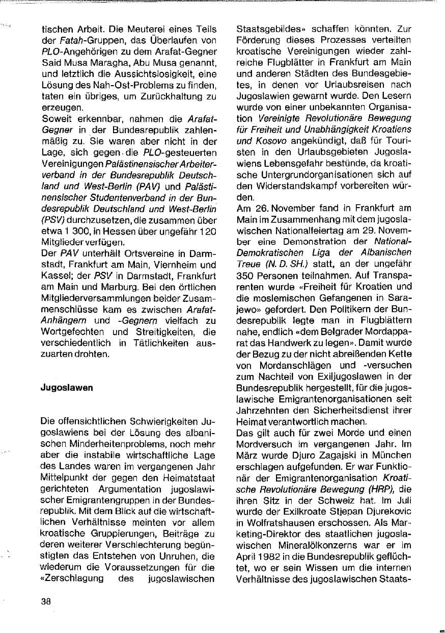 Seite 38 des Verfassungsschutzbericht 1983 Hessen