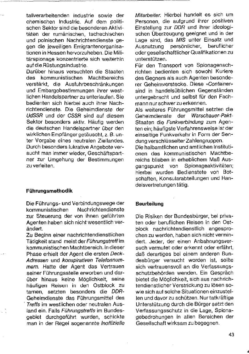 Seite 43 des Verfassungsschutzbericht 1983 Hessen