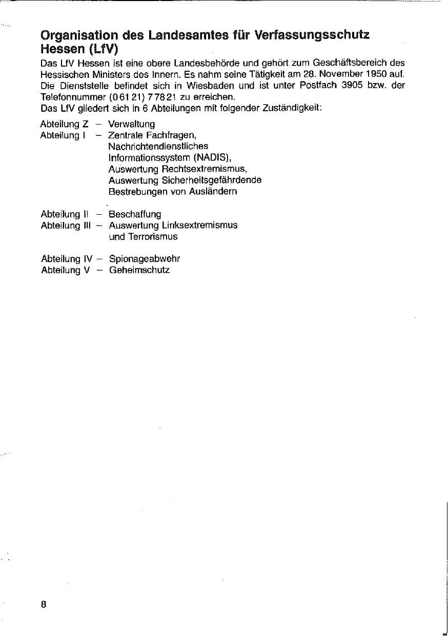 Seite 8 des Verfassungsschutzbericht 1983 Hessen