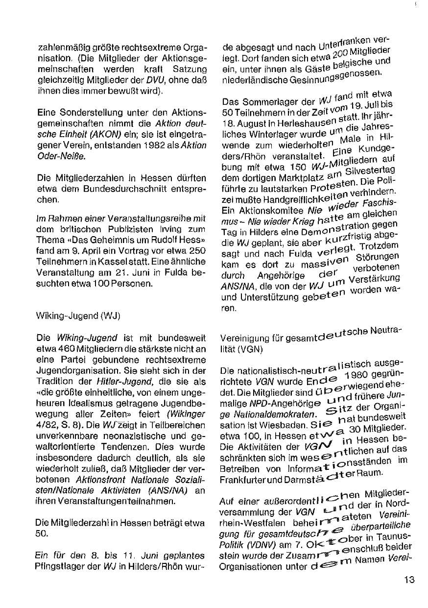Seite 14 des Verfassungsschutzbericht 1984 Hessen