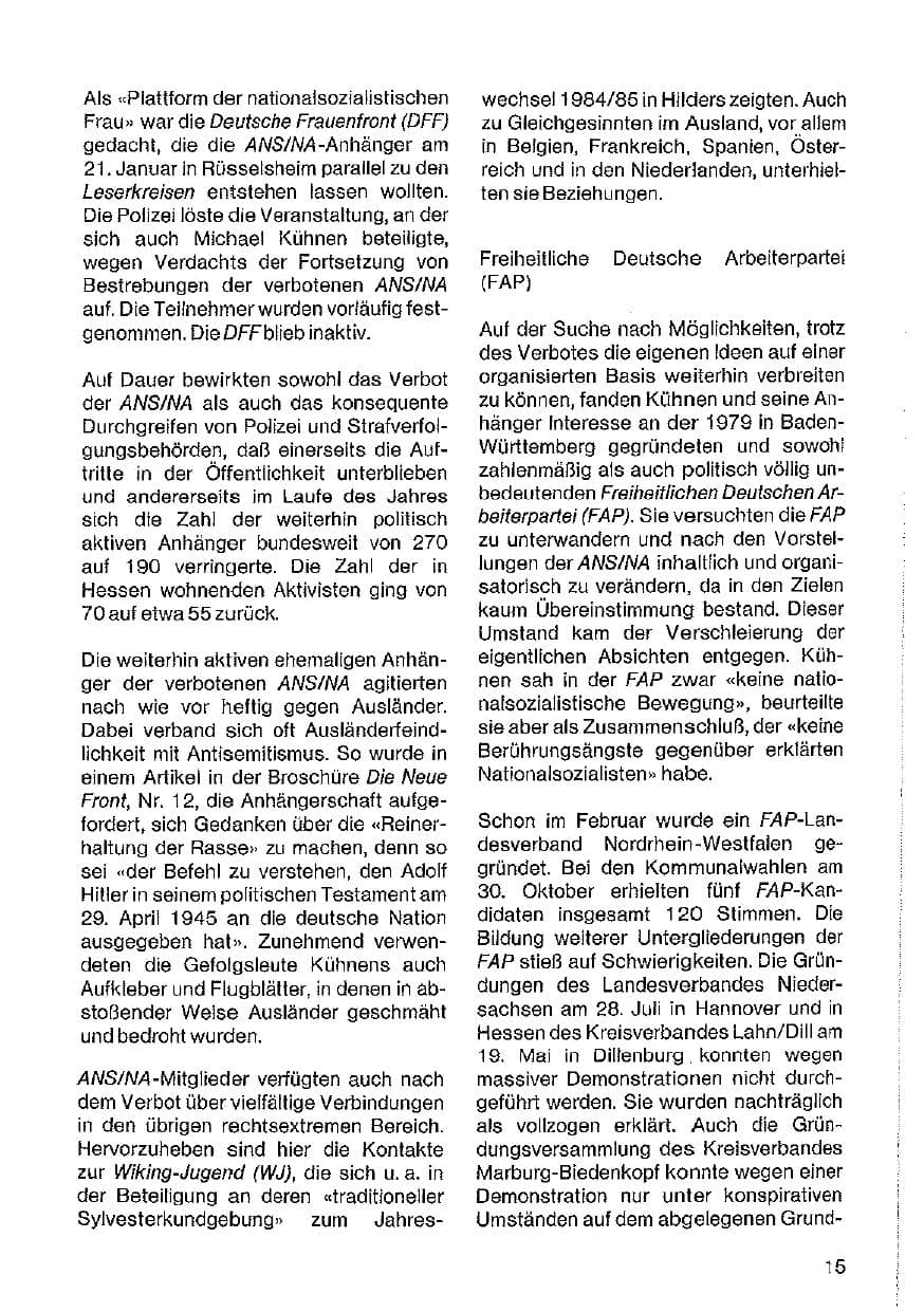 Seite 16 des Verfassungsschutzbericht 1984 Hessen