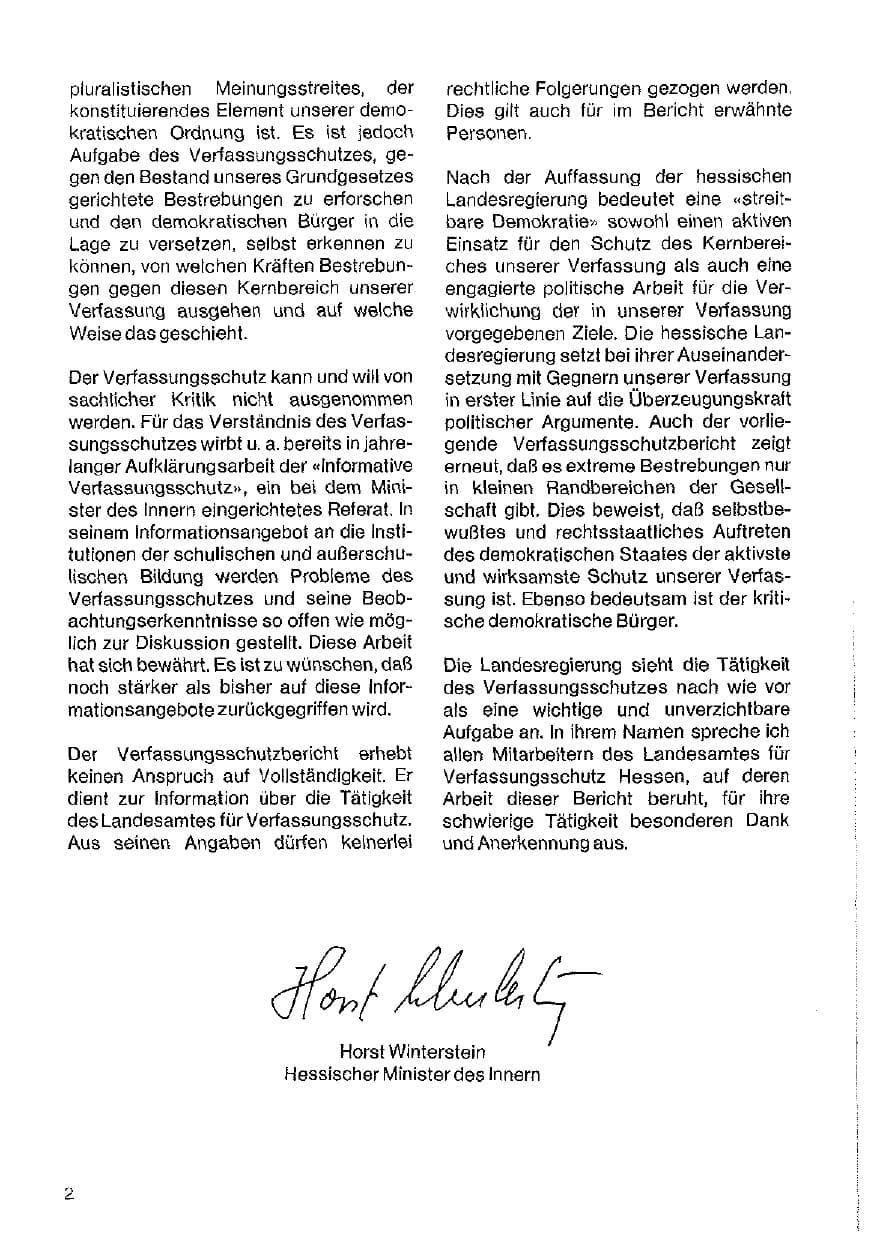 Seite 3 des Verfassungsschutzbericht 1984 Hessen