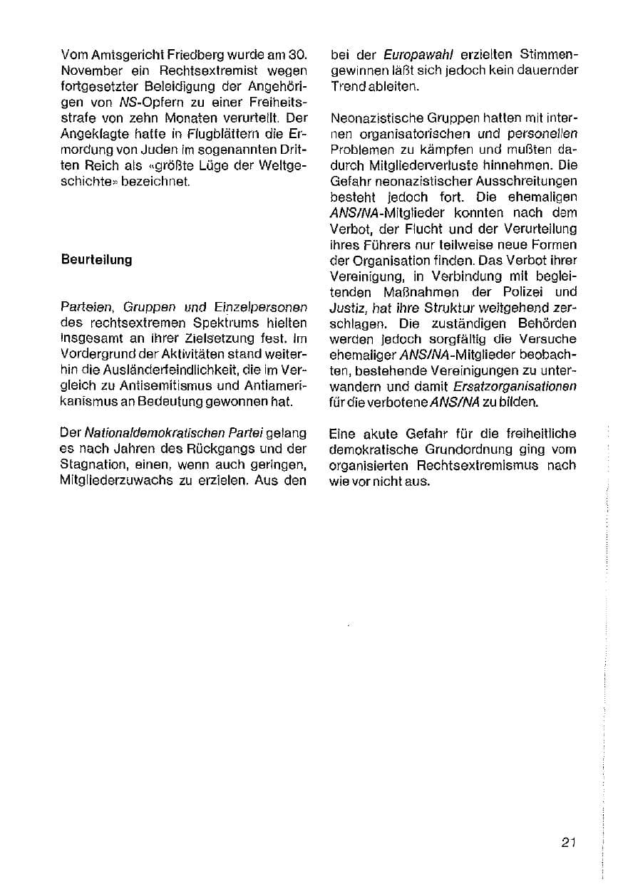 Seite 22 des Verfassungsschutzbericht 1984 Hessen