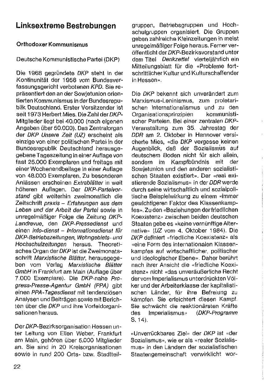 Seite 23 des Verfassungsschutzbericht 1984 Hessen