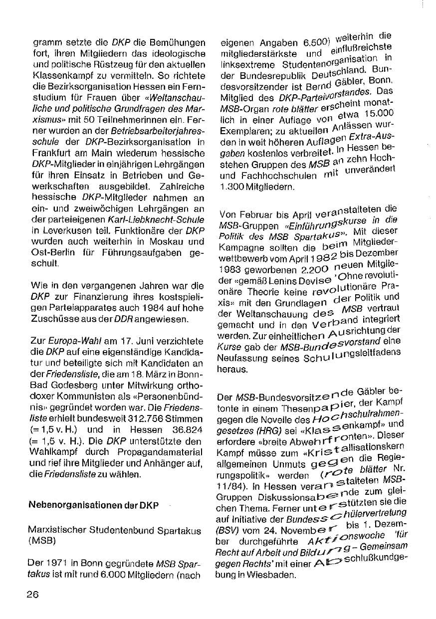 Seite 27 des Verfassungsschutzbericht 1984 Hessen