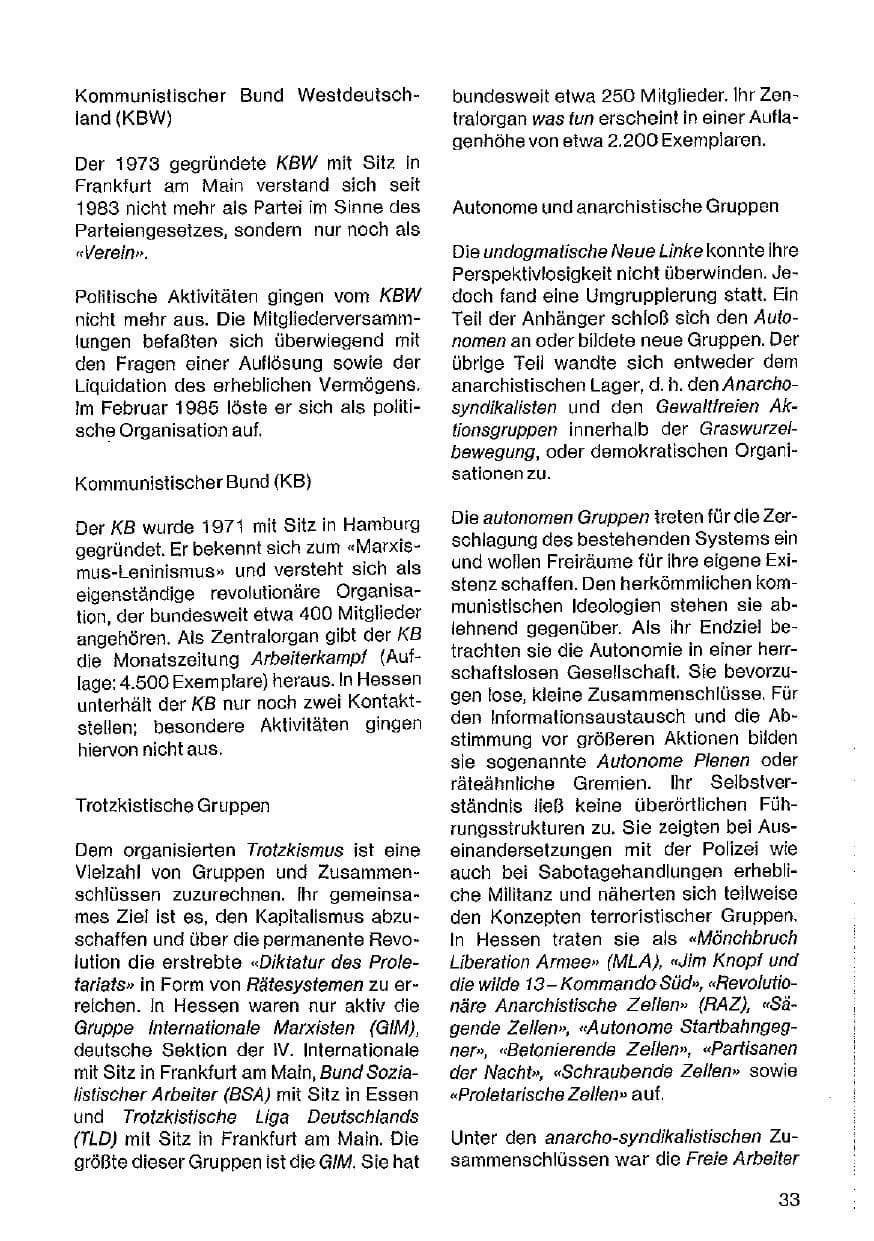 Seite 34 des Verfassungsschutzbericht 1984 Hessen