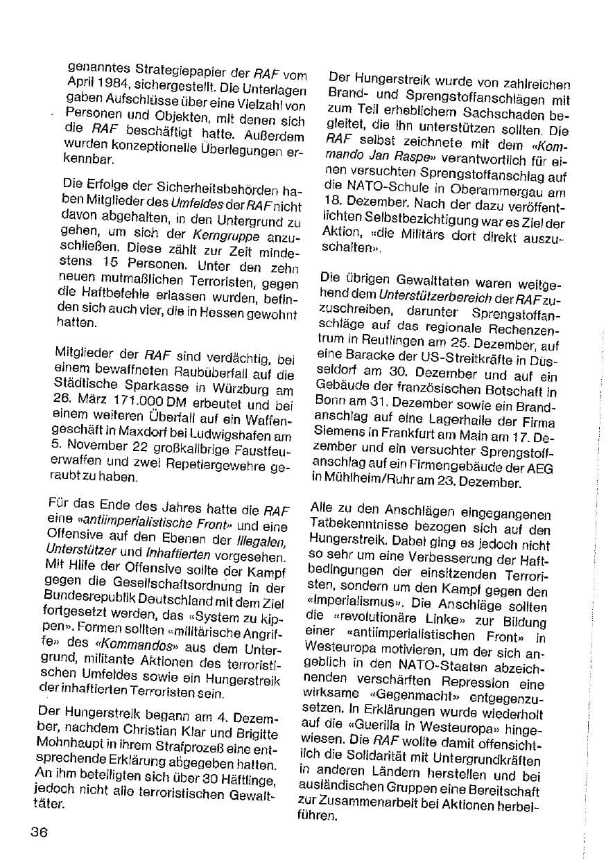 Seite 37 des Verfassungsschutzbericht 1984 Hessen