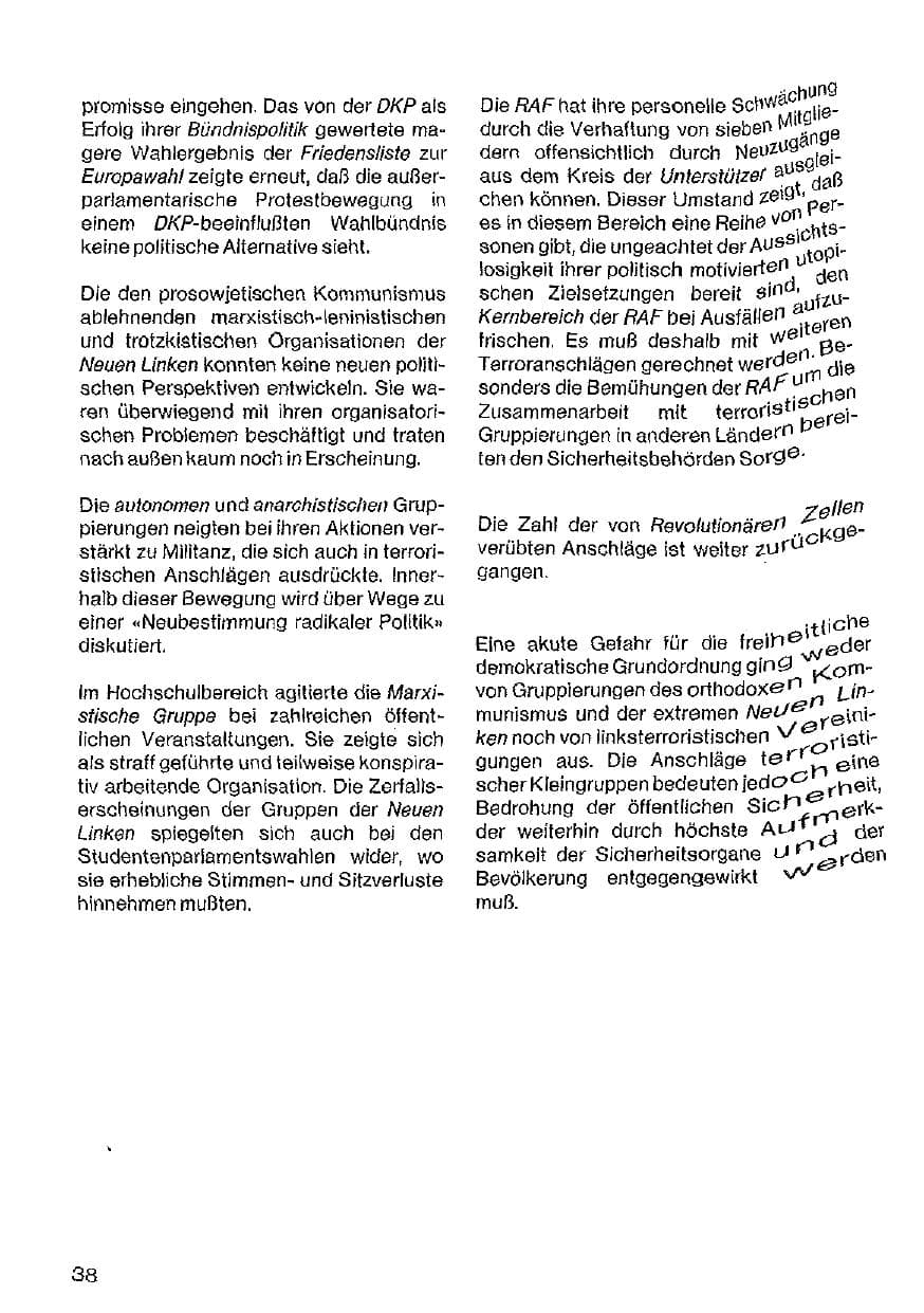 Seite 39 des Verfassungsschutzbericht 1984 Hessen