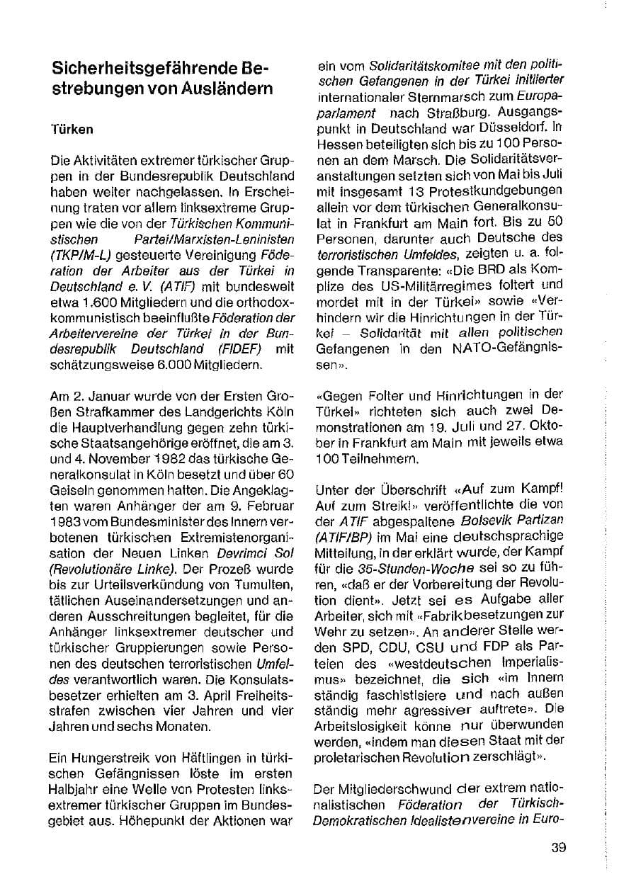Seite 40 des Verfassungsschutzbericht 1984 Hessen