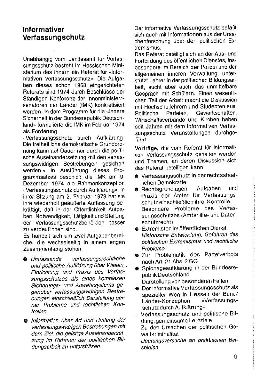 Seite 10 des Verfassungsschutzbericht 1984 Hessen