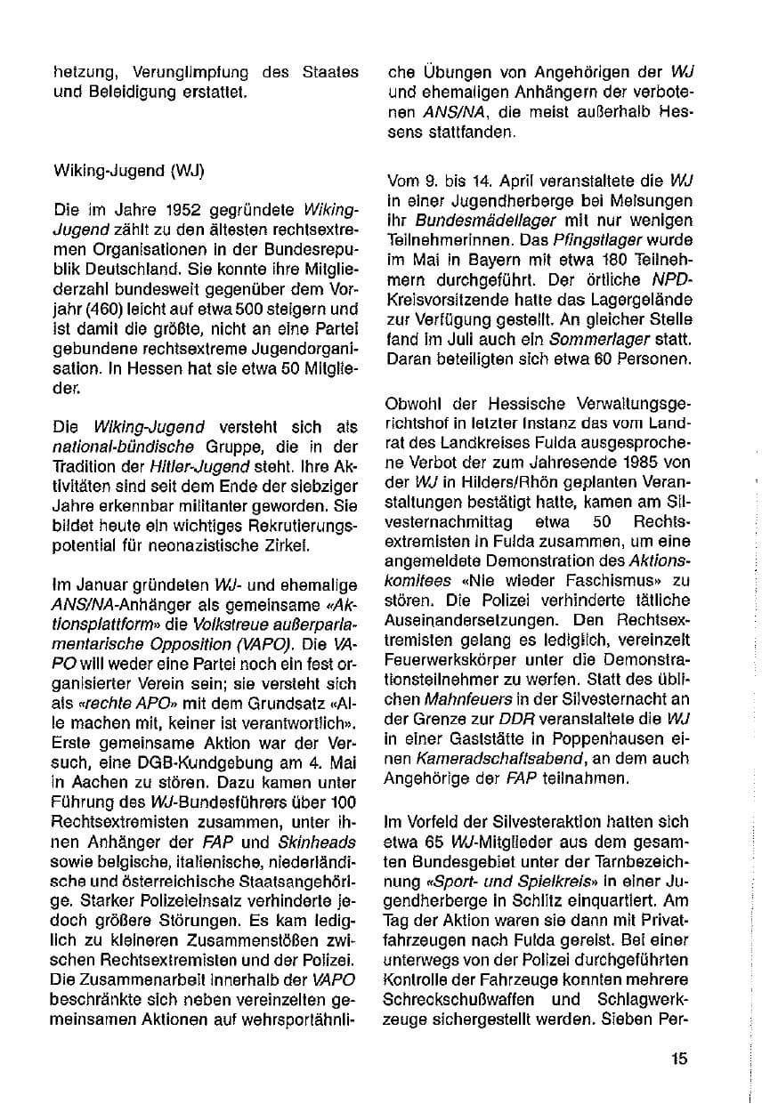 Seite 16 des Verfassungsschutzbericht 1985 Hessen