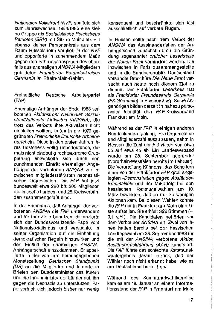 Seite 18 des Verfassungsschutzbericht 1985 Hessen