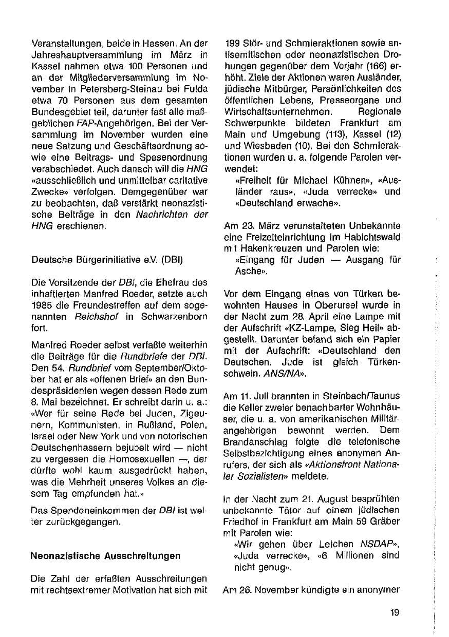 Seite 20 des Verfassungsschutzbericht 1985 Hessen
