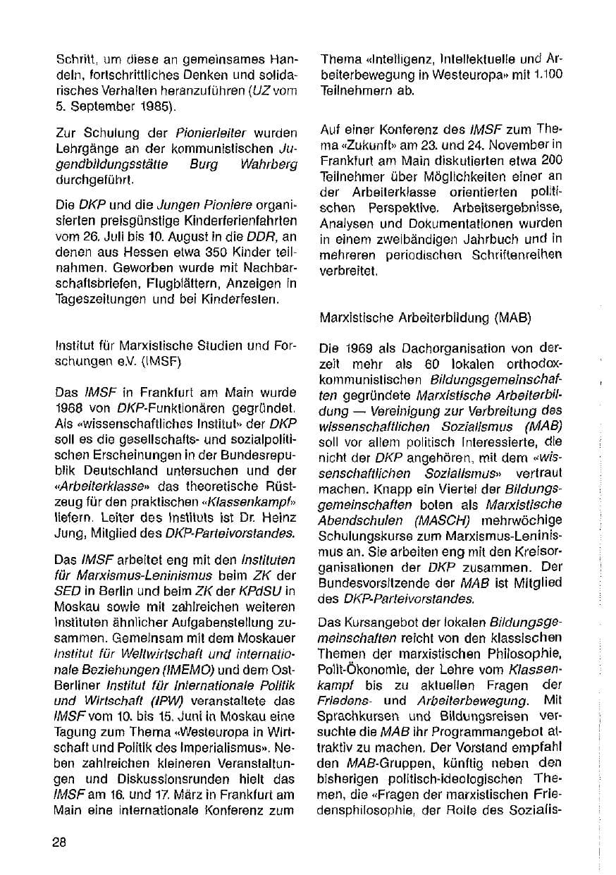 Seite 29 des Verfassungsschutzbericht 1985 Hessen