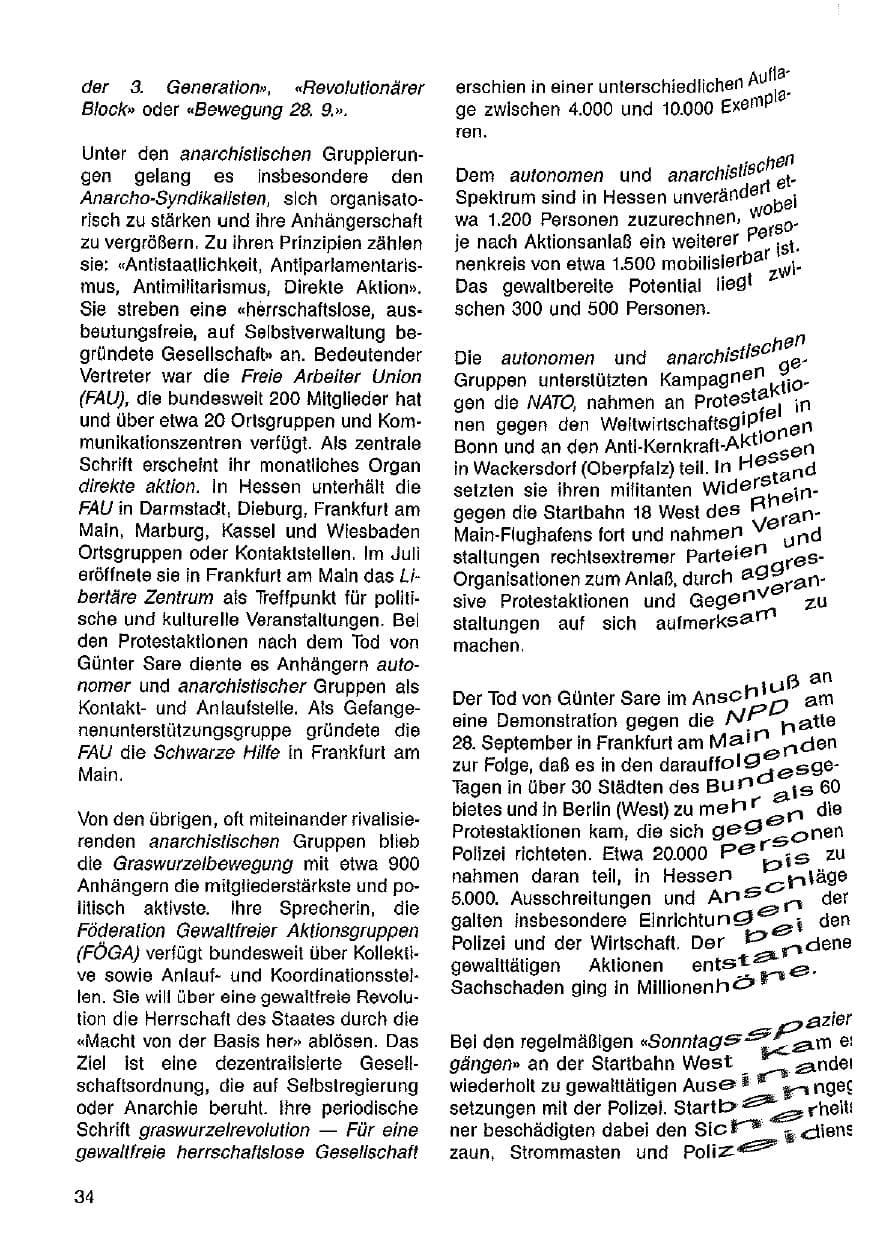 Seite 35 des Verfassungsschutzbericht 1985 Hessen