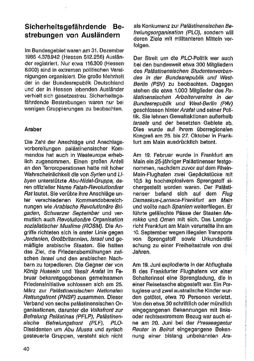 Seite 41 des Verfassungsschutzbericht 1985 Hessen