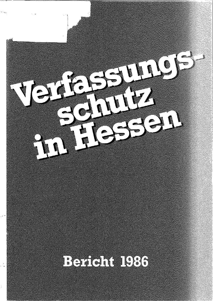 Seite 1 des Verfassungsschutzbericht 1986 Hessen