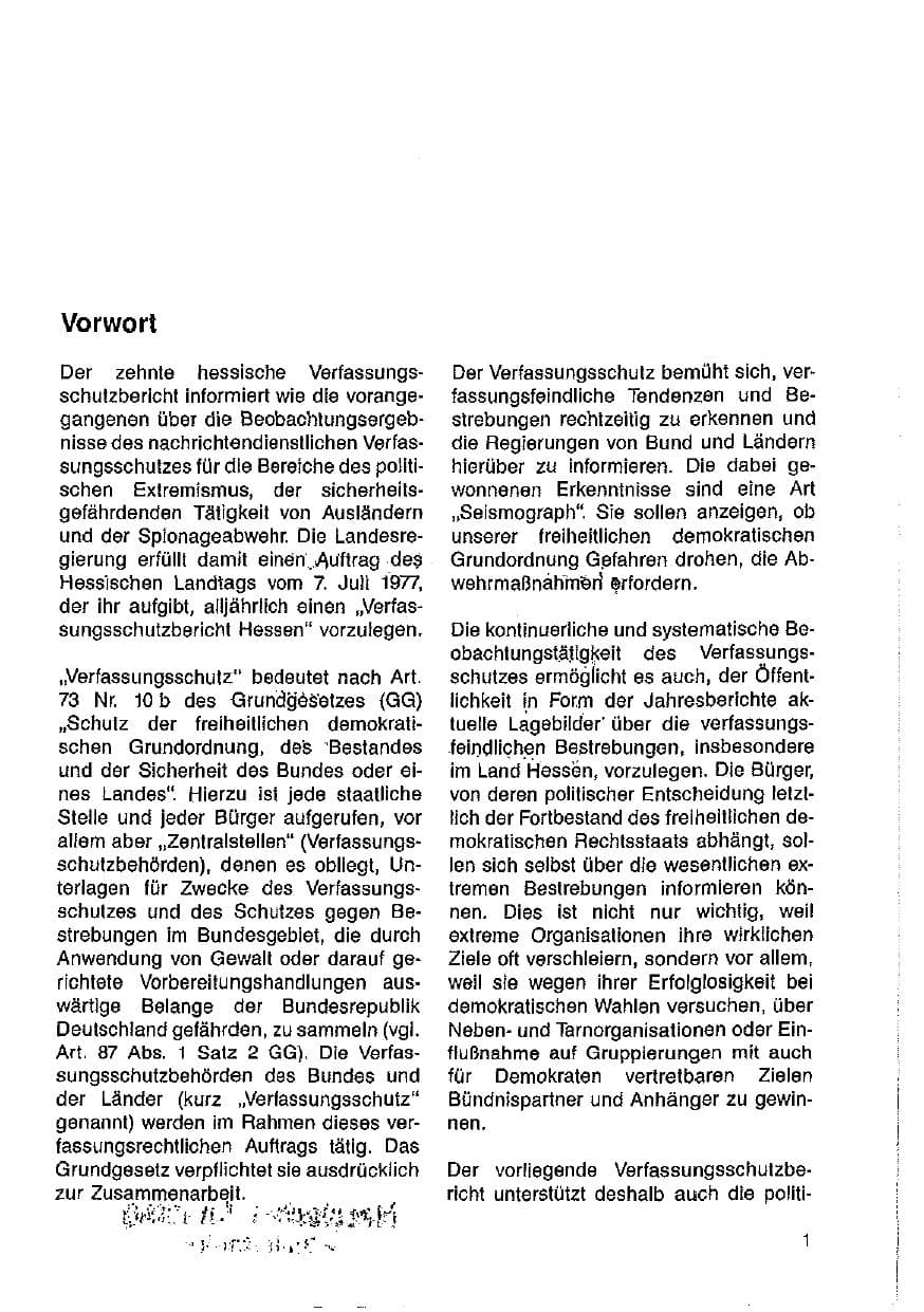 Seite 2 des Verfassungsschutzbericht 1986 Hessen