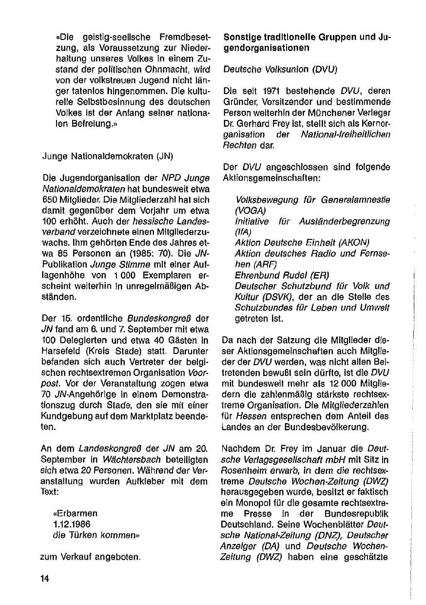 Seite 15 des Verfassungsschutzbericht 1986 Hessen