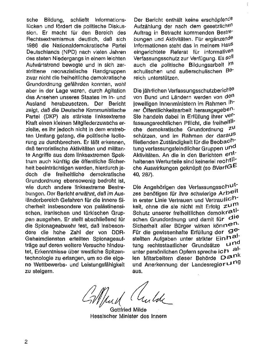 Seite 3 des Verfassungsschutzbericht 1986 Hessen