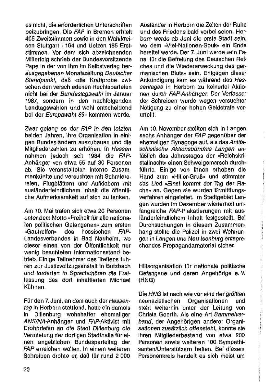 Seite 21 des Verfassungsschutzbericht 1986 Hessen
