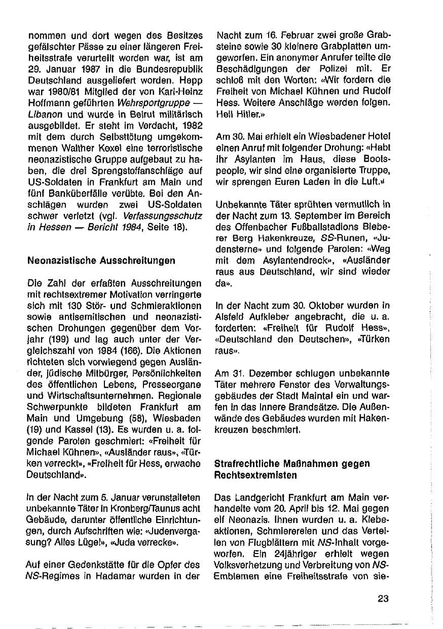 Seite 24 des Verfassungsschutzbericht 1986 Hessen