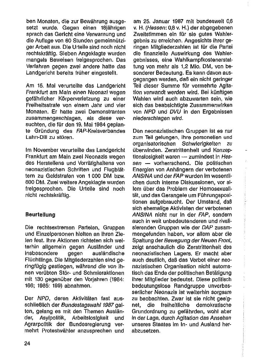 Seite 25 des Verfassungsschutzbericht 1986 Hessen