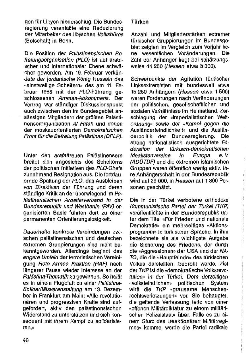 Seite 47 des Verfassungsschutzbericht 1986 Hessen