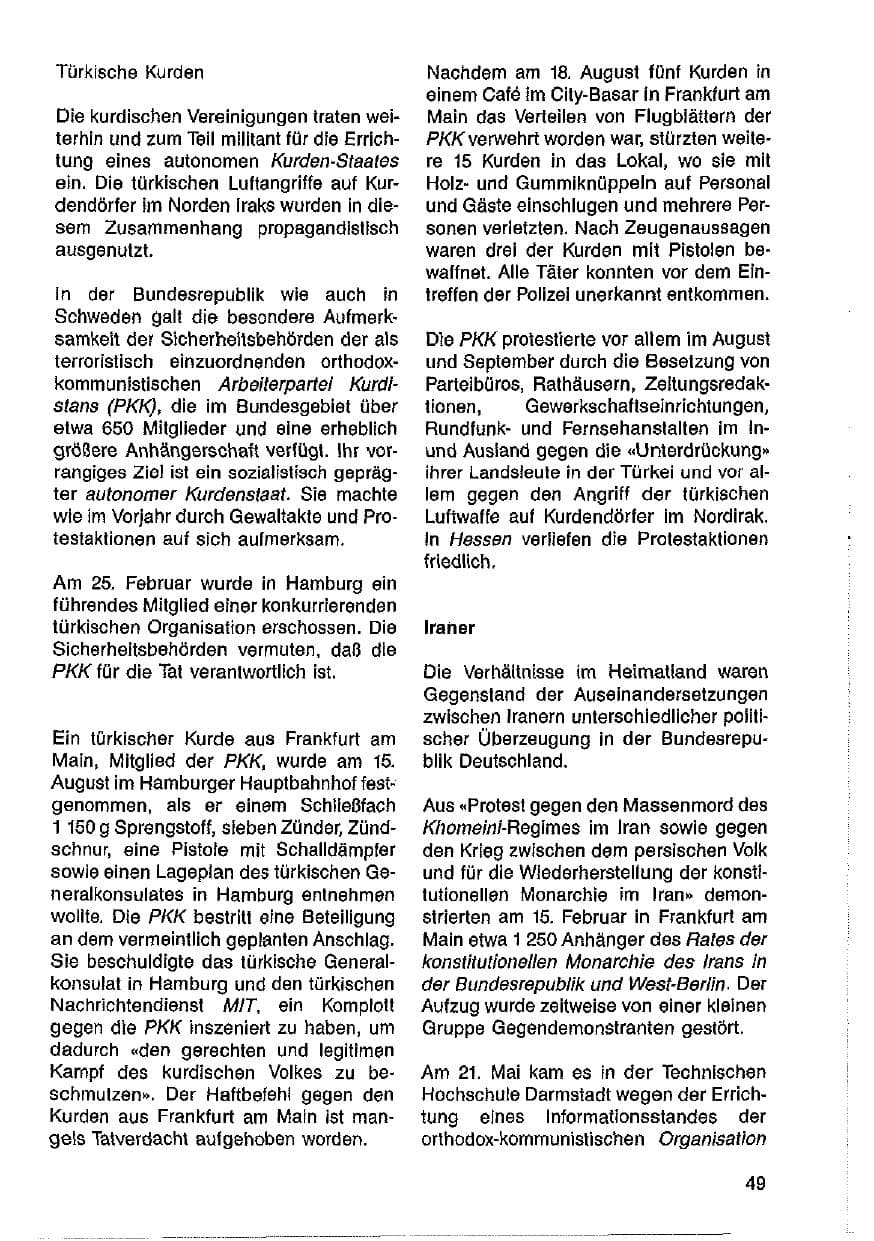 Seite 50 des Verfassungsschutzbericht 1986 Hessen