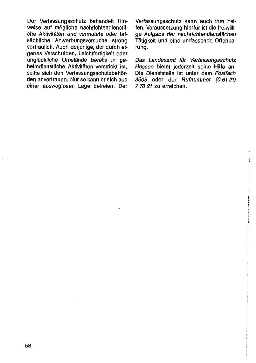 Seite 59 des Verfassungsschutzbericht 1986 Hessen