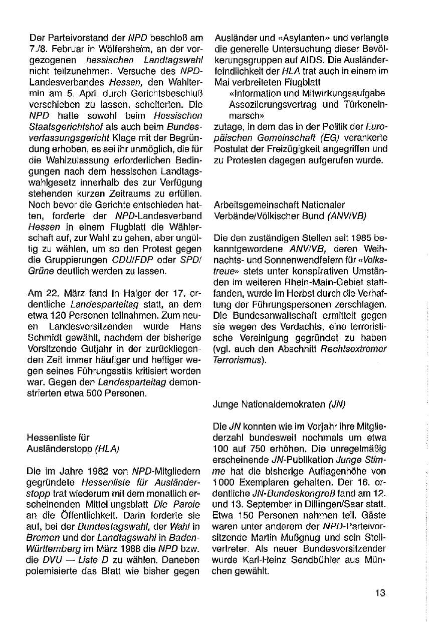 Seite 14 des Verfassungsschutzbericht 1987 Hessen