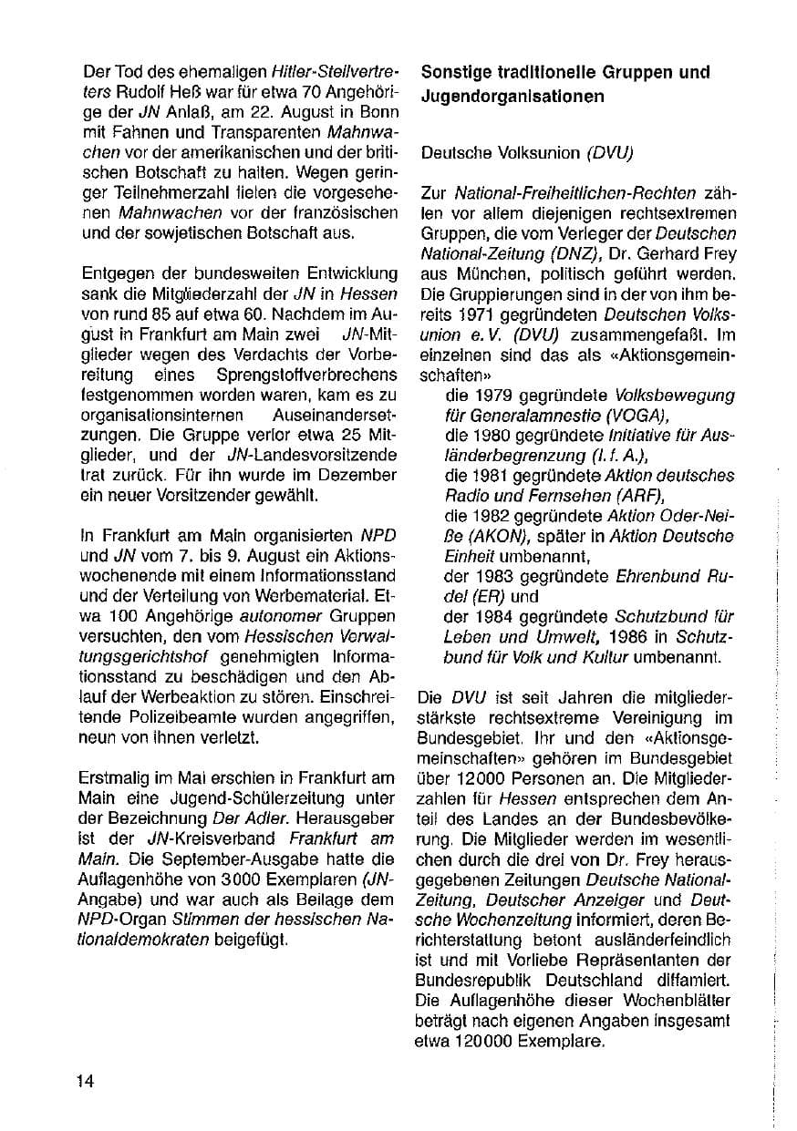 Seite 15 des Verfassungsschutzbericht 1987 Hessen