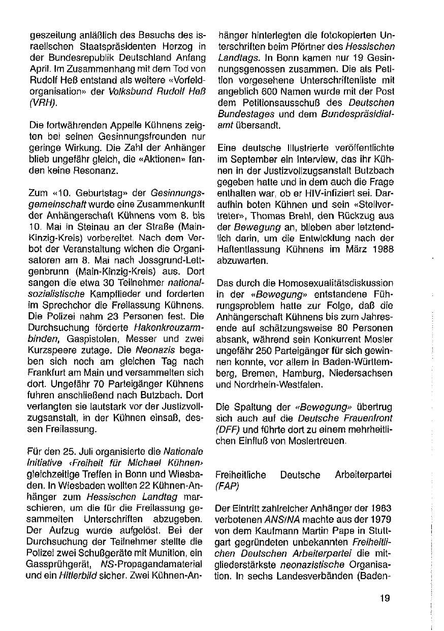Seite 20 des Verfassungsschutzbericht 1987 Hessen