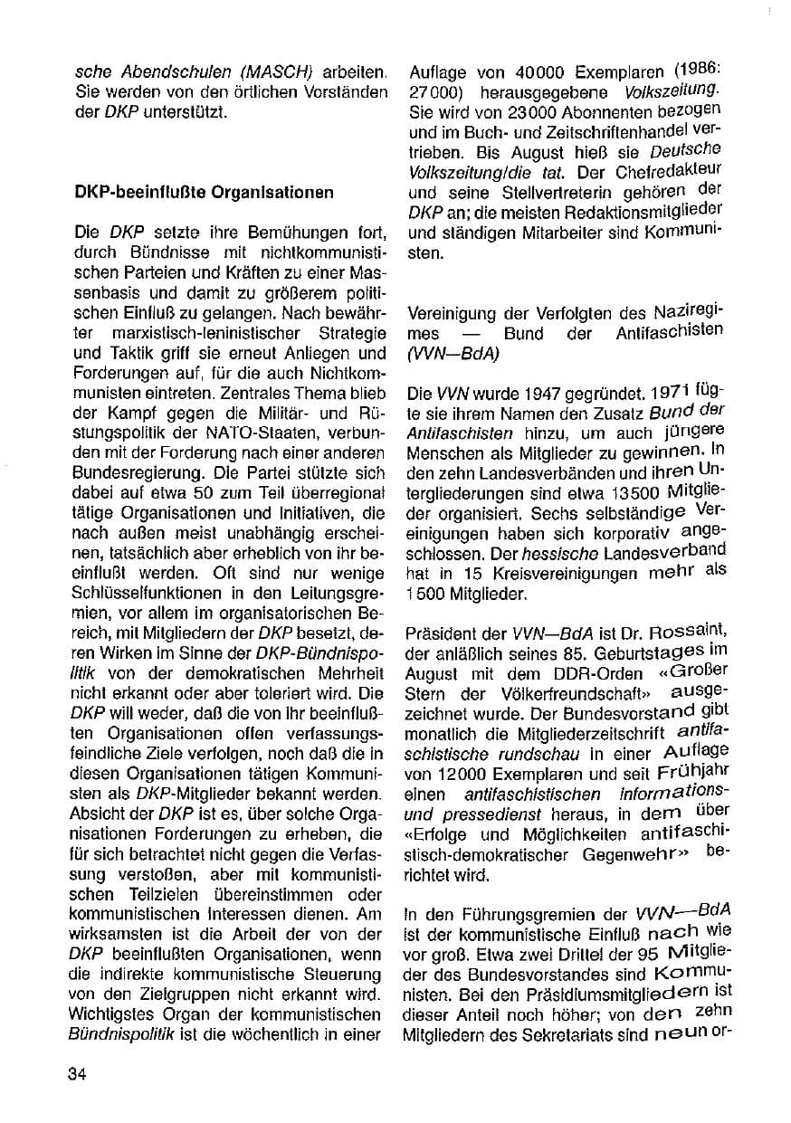 Seite 35 des Verfassungsschutzbericht 1987 Hessen