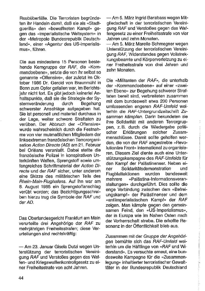 Seite 45 des Verfassungsschutzbericht 1987 Hessen