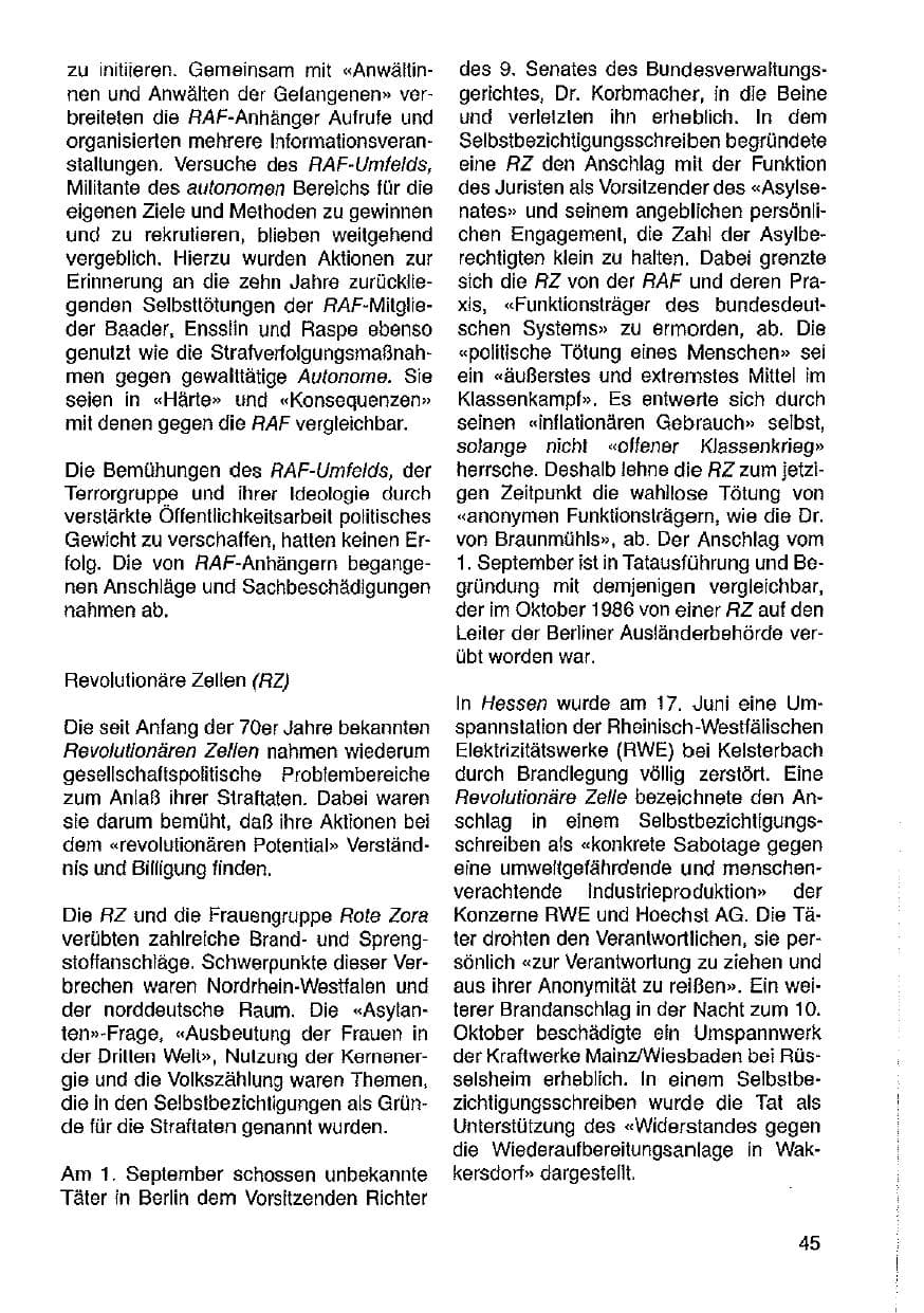 Seite 46 des Verfassungsschutzbericht 1987 Hessen