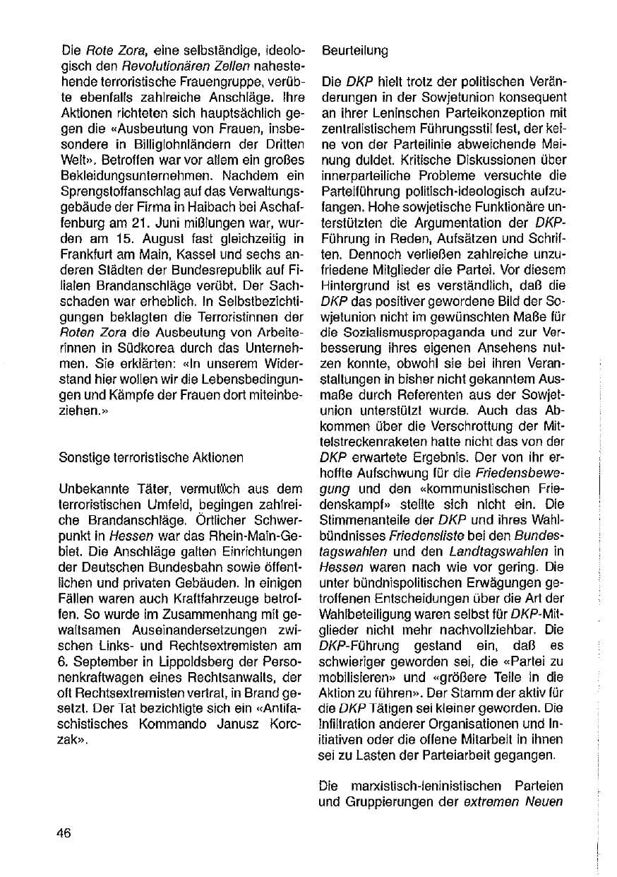 Seite 47 des Verfassungsschutzbericht 1987 Hessen